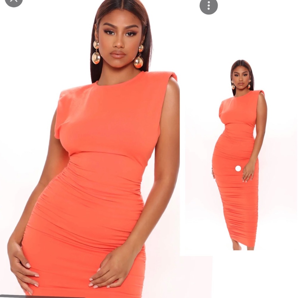 Fashion Nova Orange Midi length dress S